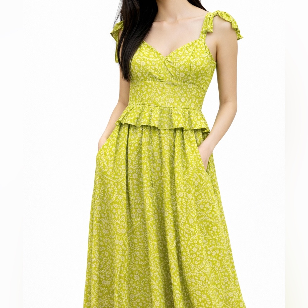 Floral maxi Green Sleeveless Dress